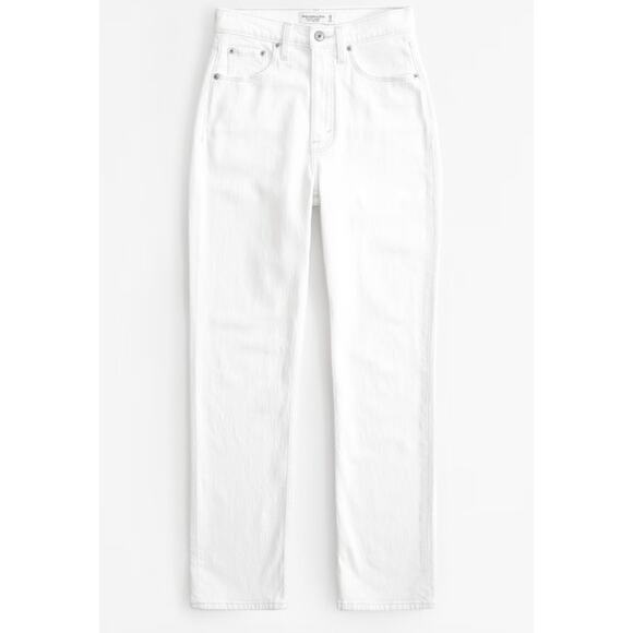 Abercrombie & Fitch The Ankle Straight Curve Love Ultra High Rise Cream‎ Size 24 - Picture 2 of 13